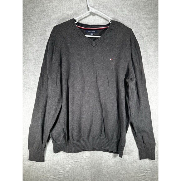 Tommy Hilfiger Other - Tommy Hilfiger Sweater Mens XL Gray Knit Crewneck Knit Flag Logo Pullover
